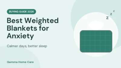 Illustration of a quilted weighted blanket and pillow